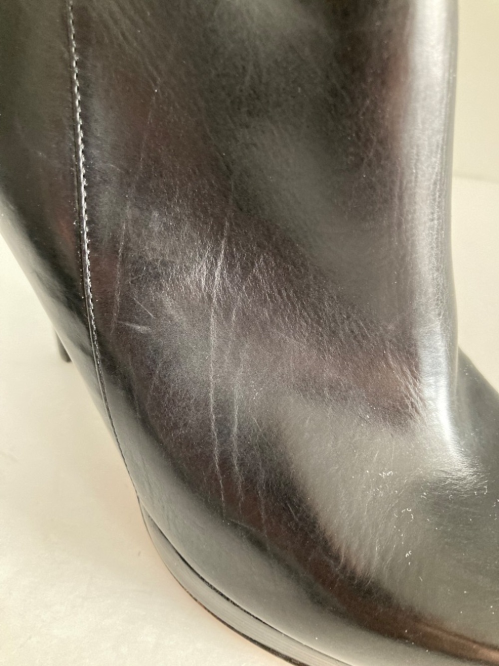 Via Spiga Platform Stiletto Heel Ankle Booties Black Leather Side Zip Women 9M - Picture 16 of 16